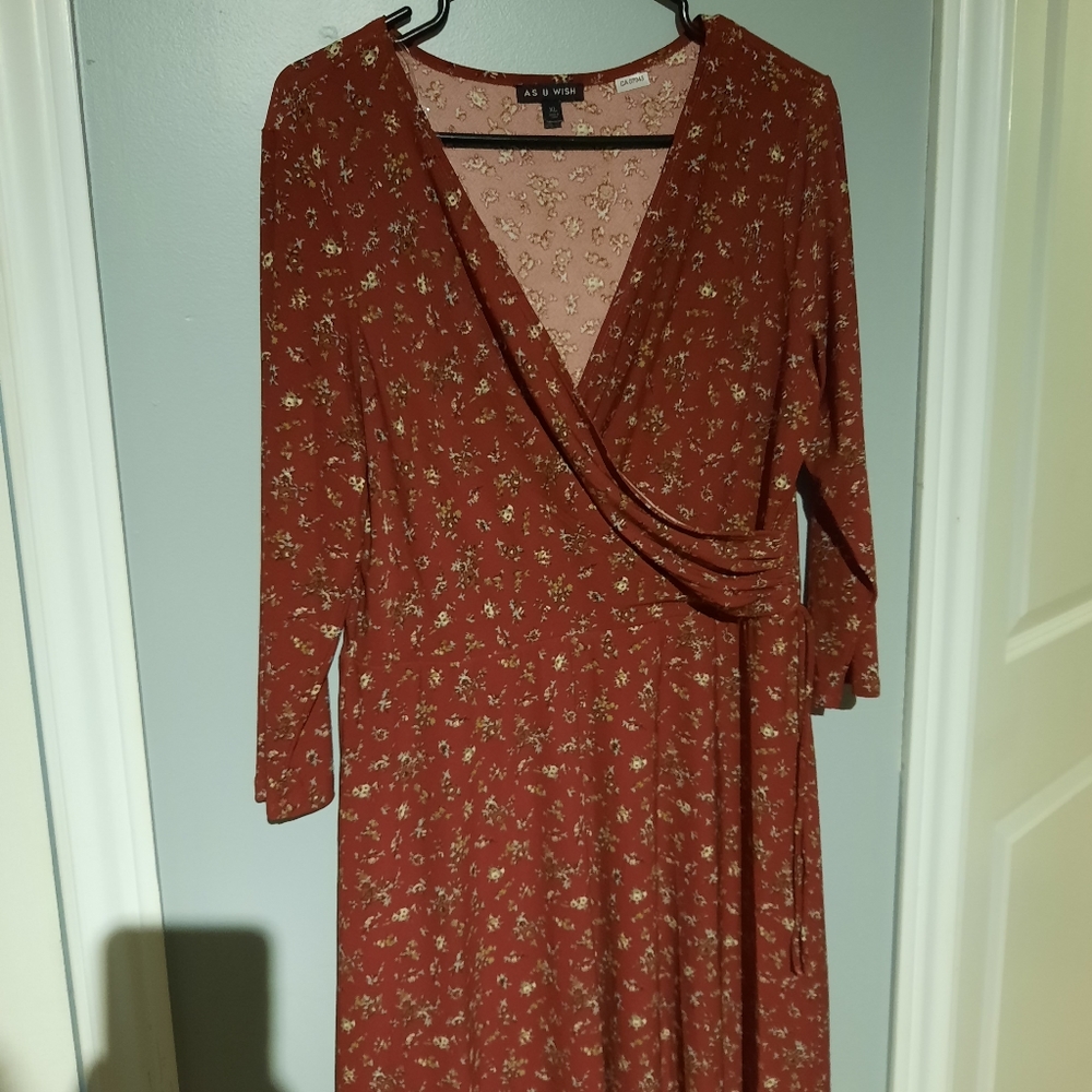 red floral dress